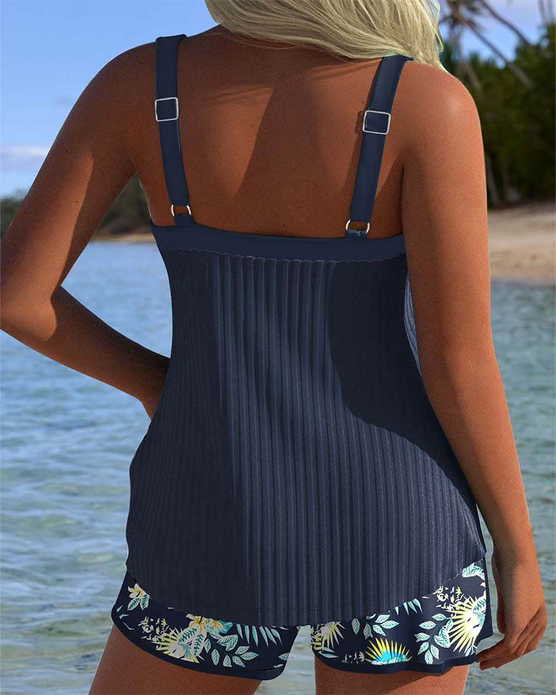 Fleur | Stribet Tankini med todelt strandunderdel