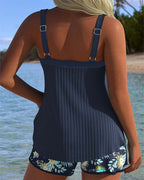 Anna | Stribet Badedragt med Strandshorts