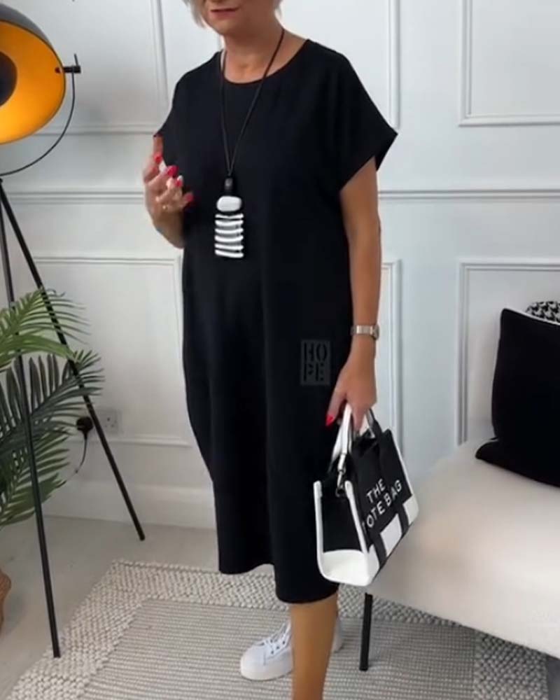 Enkel T-shirt til Fritid med Korte Ærmer