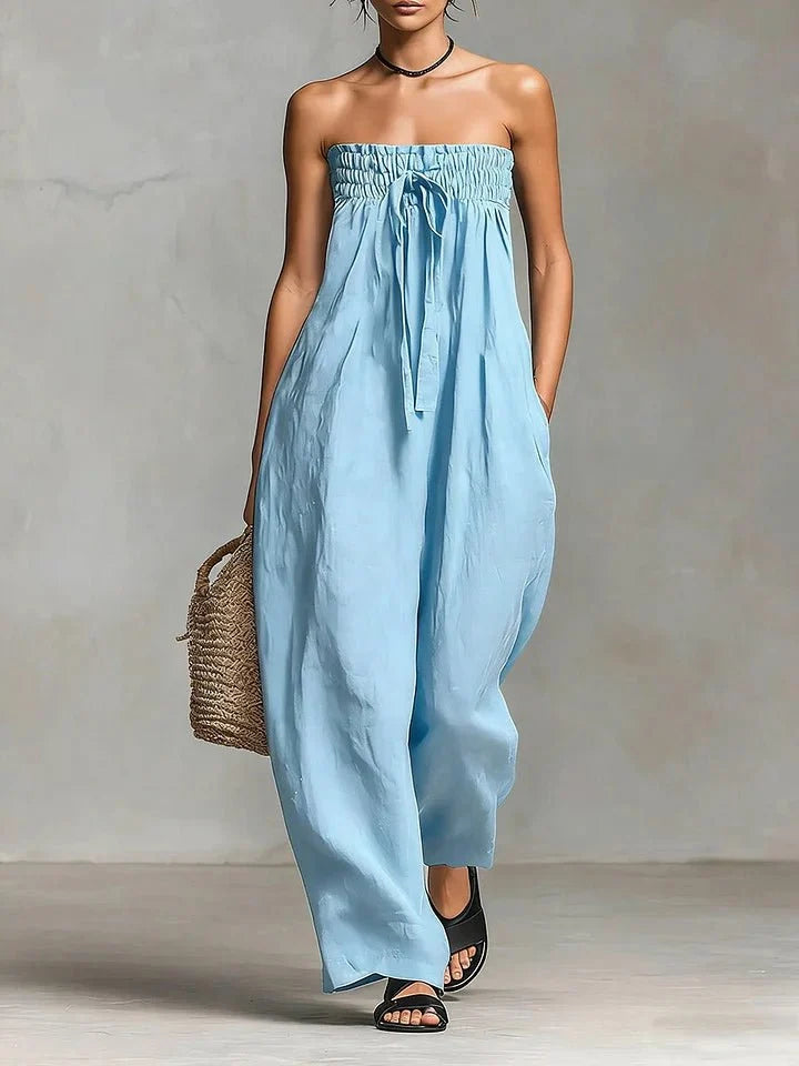 Nora | Stropløs Hør-Jumpsuit