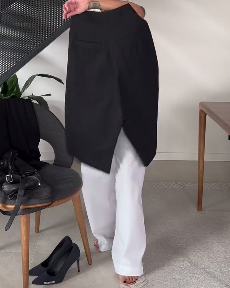 Femke | Ensfarvede Asymmetriske Casual Bukser
