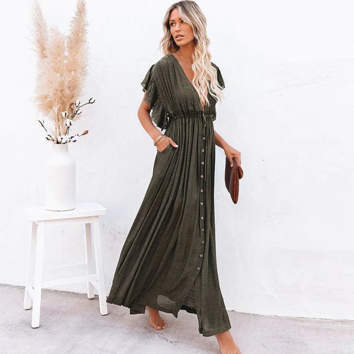 Esmee™ - Maxikjole Ibiza, Mørkegrøn