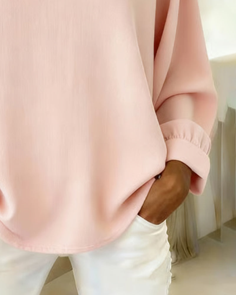 Lunaria™ – Blød Bluse med Rynkede Manchetter