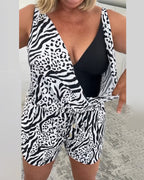 Slim-fit badedragt med zebraprint