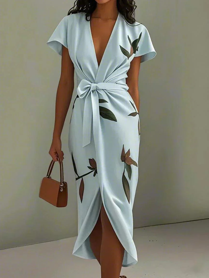 Elin™ | Elegant slå-om-kjole med blomsterprint