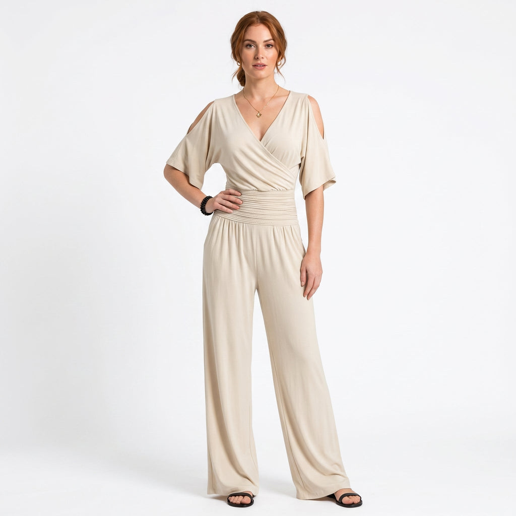 Beatriz - Flydende jumpsuit med elegant krydsudskæring