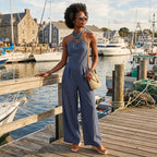 Madalena - Tekstureret jumpsuit med krydset halterneck