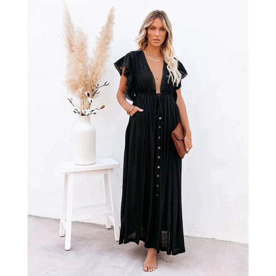 Feline™ Maxi Sort Ibiza-kjole