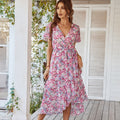 Fenna™ rosa midikjole med bohemeblomstprint