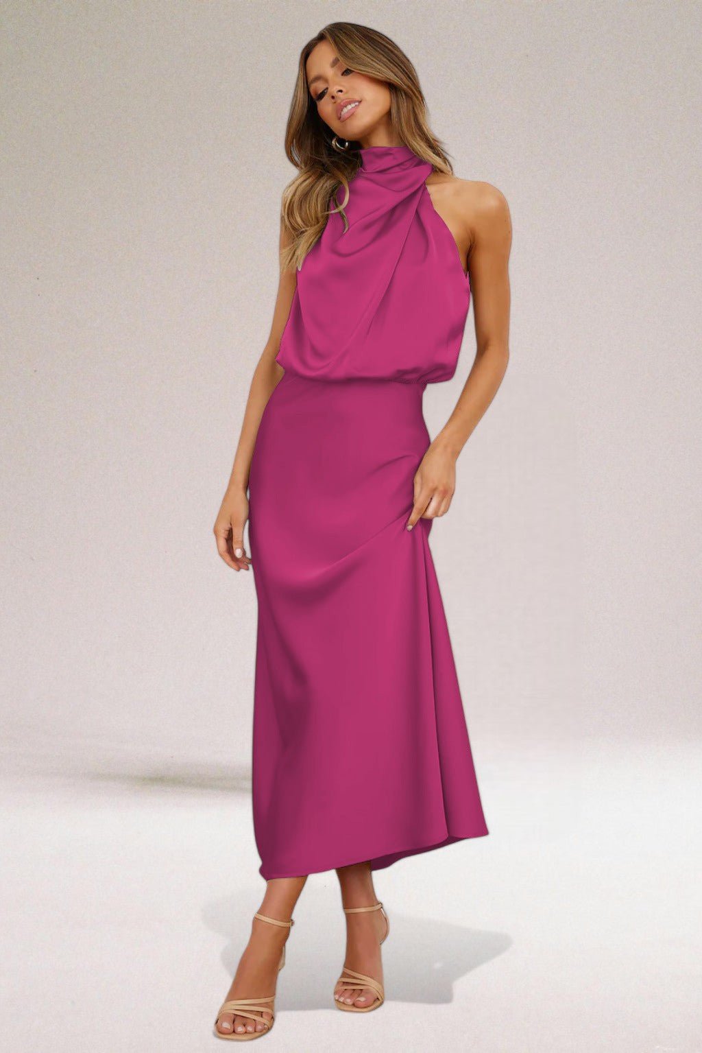 Flavia™ | Glamourøs satin halterkjole