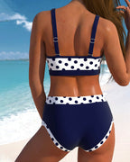 Patchwork-bikini med høj talje