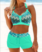 Højtaljet bikini med geometrisk print