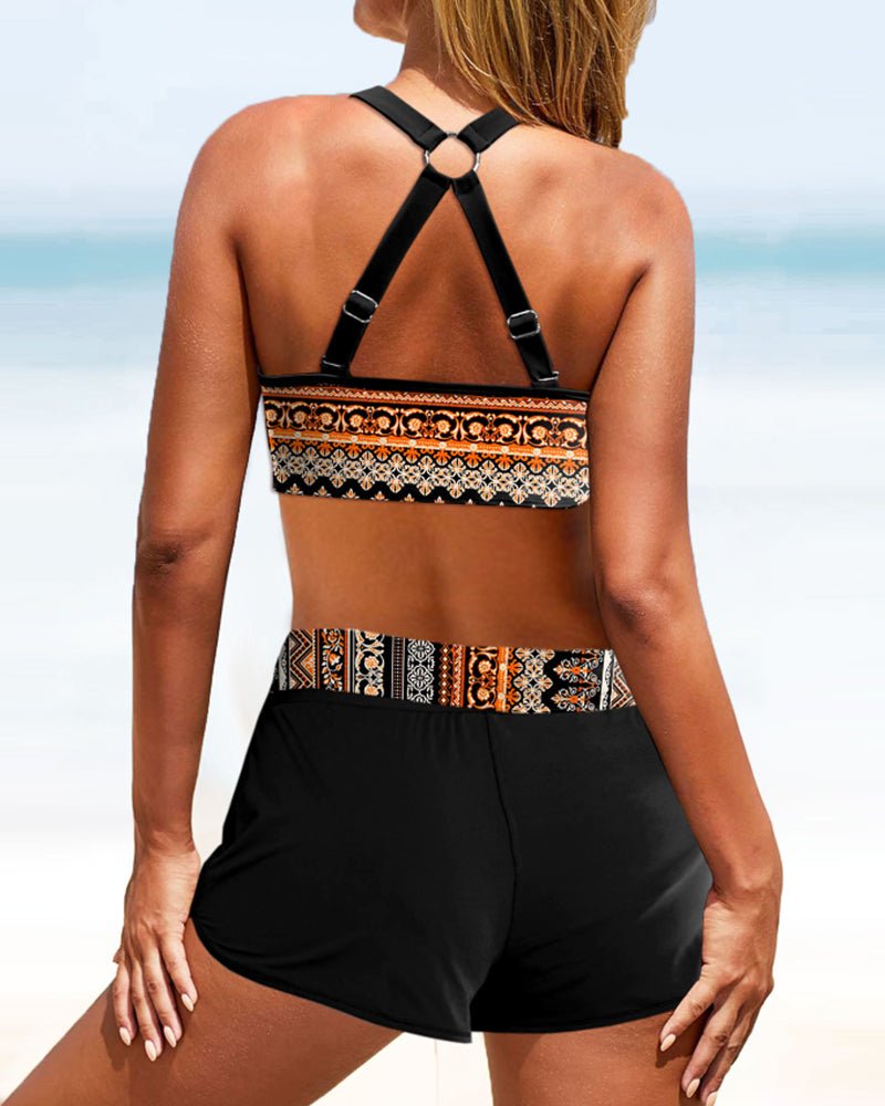 Højtaljede bikinier med geometrisk print