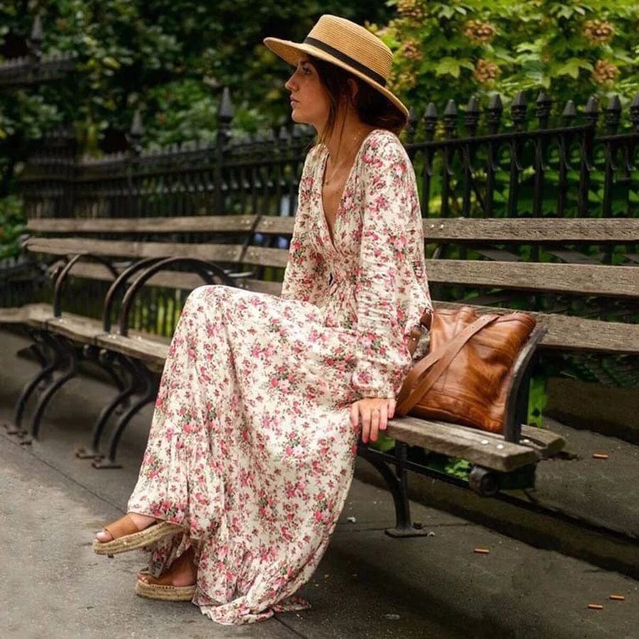 Ilse™ - Maxi Ibiza Stil Blomsterkjole