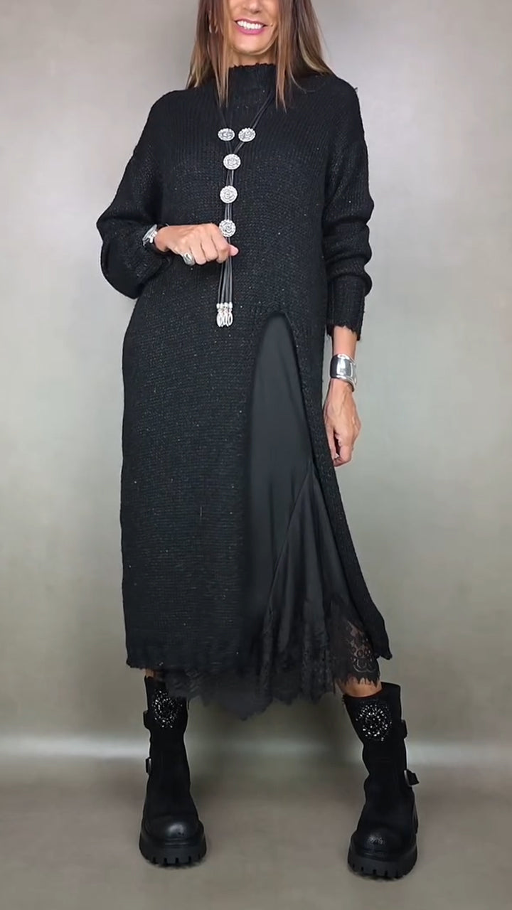 Sanne | Komplet Stilrent Outfit Lang Trøje og Kjole