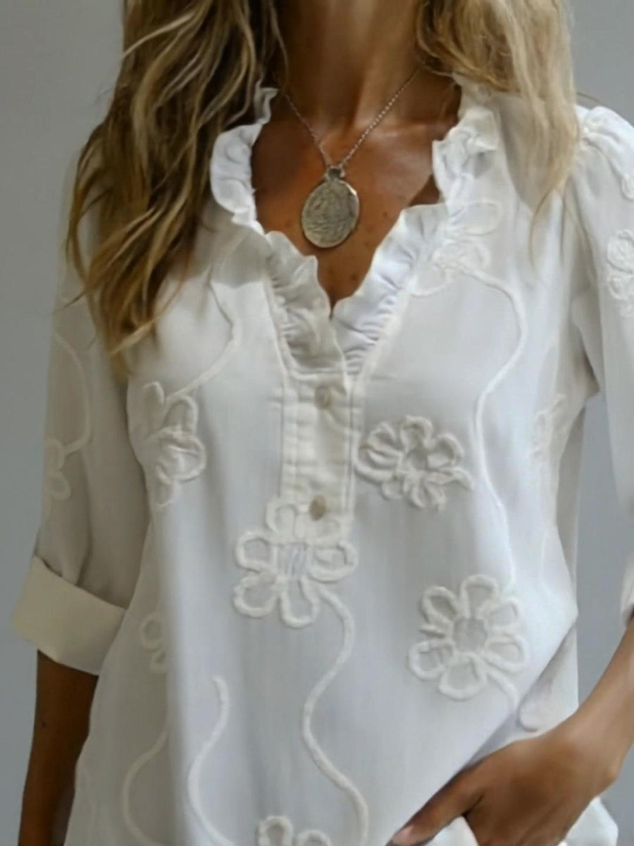 Liora™ – Elegant bluse med broderede detaljer