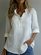 Liora™ – Elegant bluse med broderede detaljer