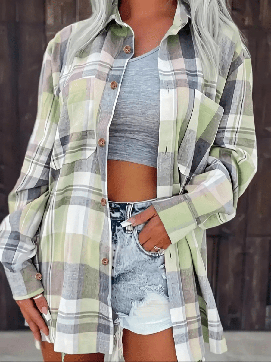 Jolanda | Elegant ternet sommerbluse med lange ærmer