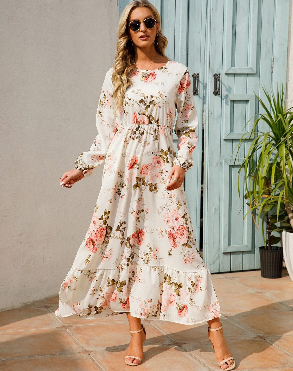 Julia™ | Langærmet maxikjole med blomsterprint