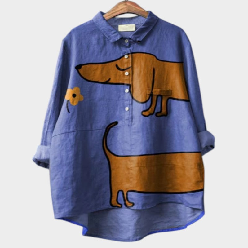 Laluna® | Eksklusiv Damebluse med Hundeprint