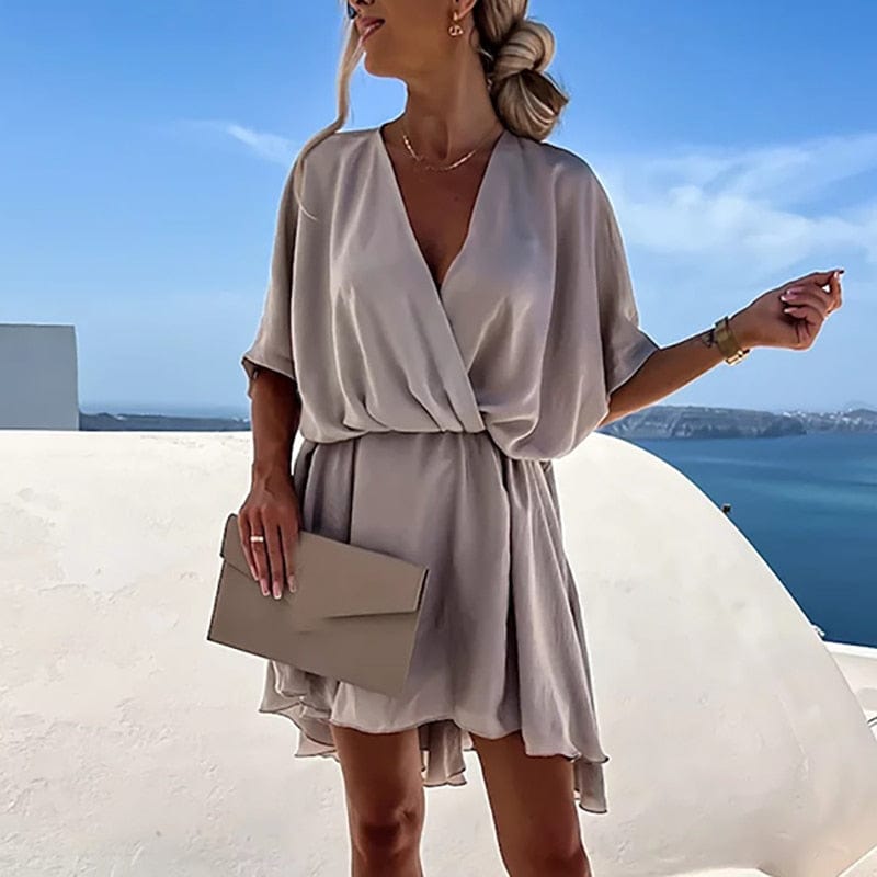 Lina™ - Beige Boho V-halskjole