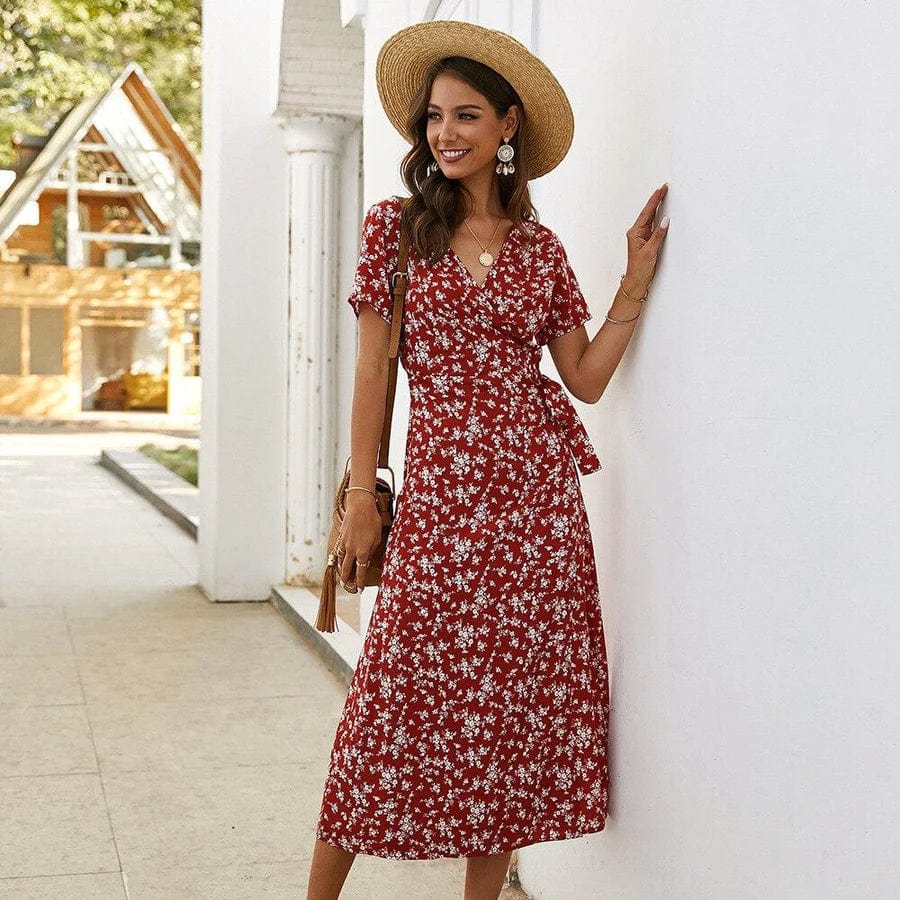 Lola™ Blomstret Ibiza Midi Kjole