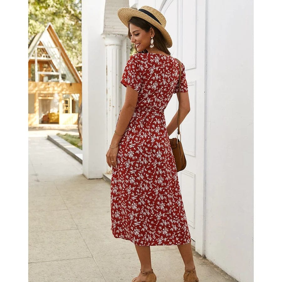 Lola™ Blomstret Ibiza Midi Kjole