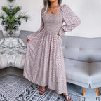 Lotte™ Elegant Beige Maxikjole med Lange Ærmer