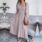 Lotte™ Elegant Beige Maxikjole med Lange Ærmer