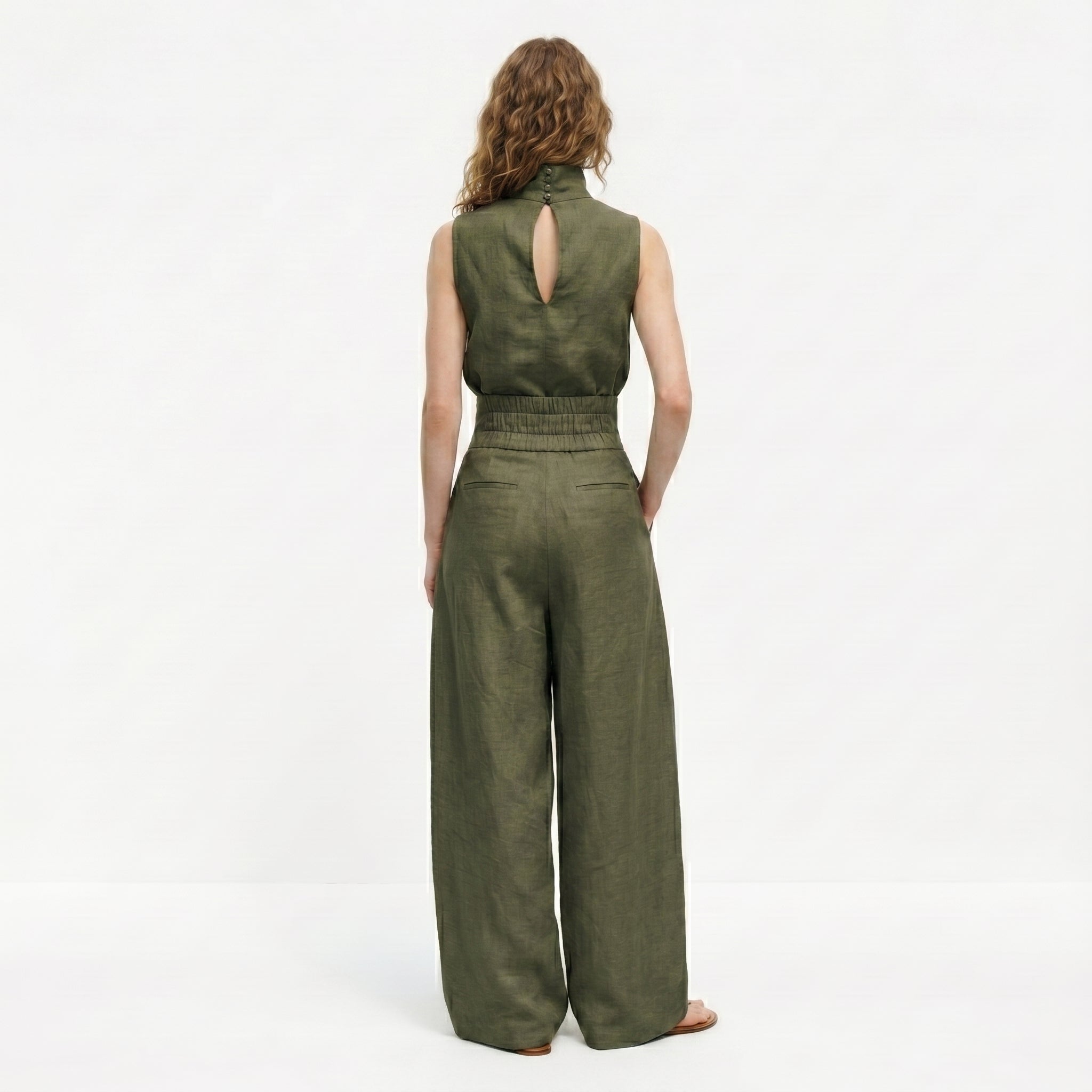 Madalena | Premiumt hør-sæt med høj krave og bukser med vidt ben — Elegance og komfort i ét look
