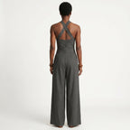 Madalena - Tekstureret jumpsuit med krydset halterneck