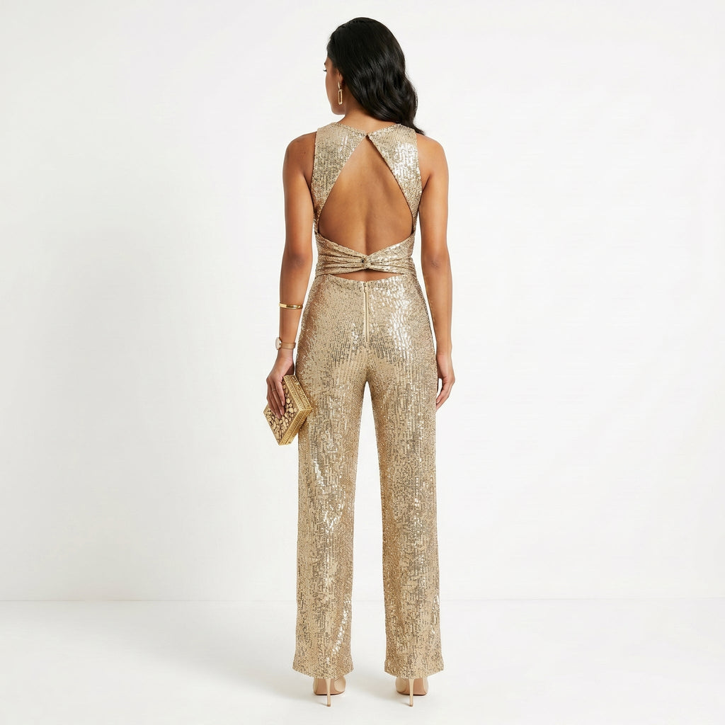 Madalena - Skinnende jumpsuit til fester: Glamour og uforglemmelig glans
