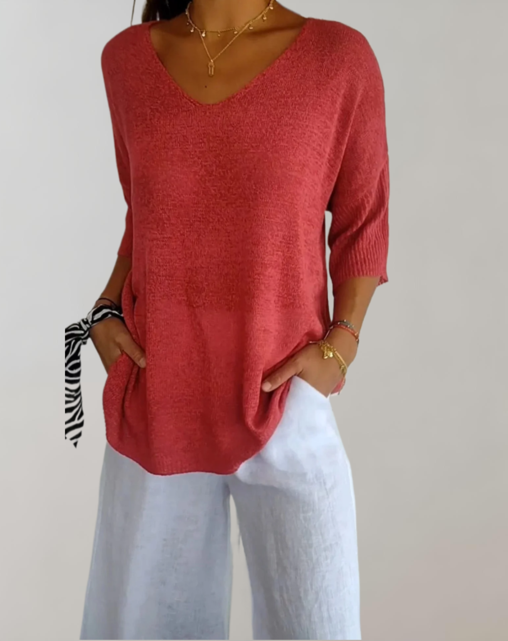 Laluna® | Strikket Top Med V-Hals