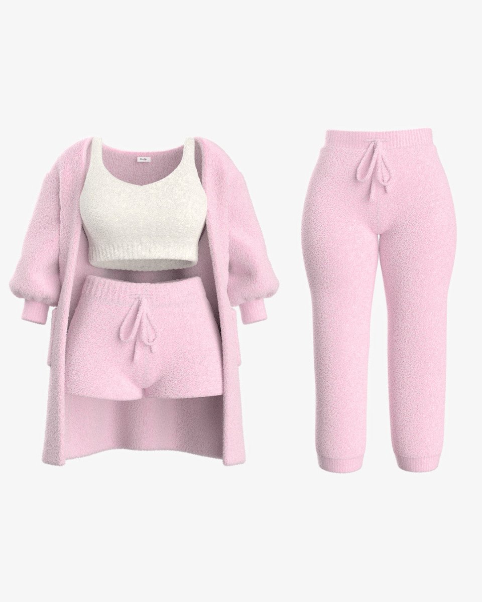 Cozyset af blødt strikket stof