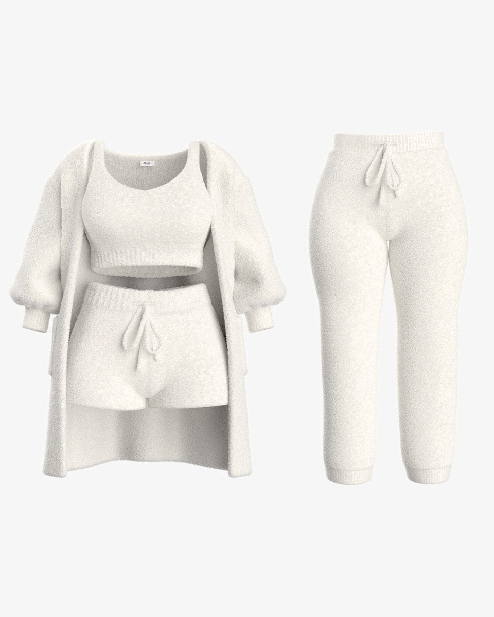 Cozyset af blødt strikket stof