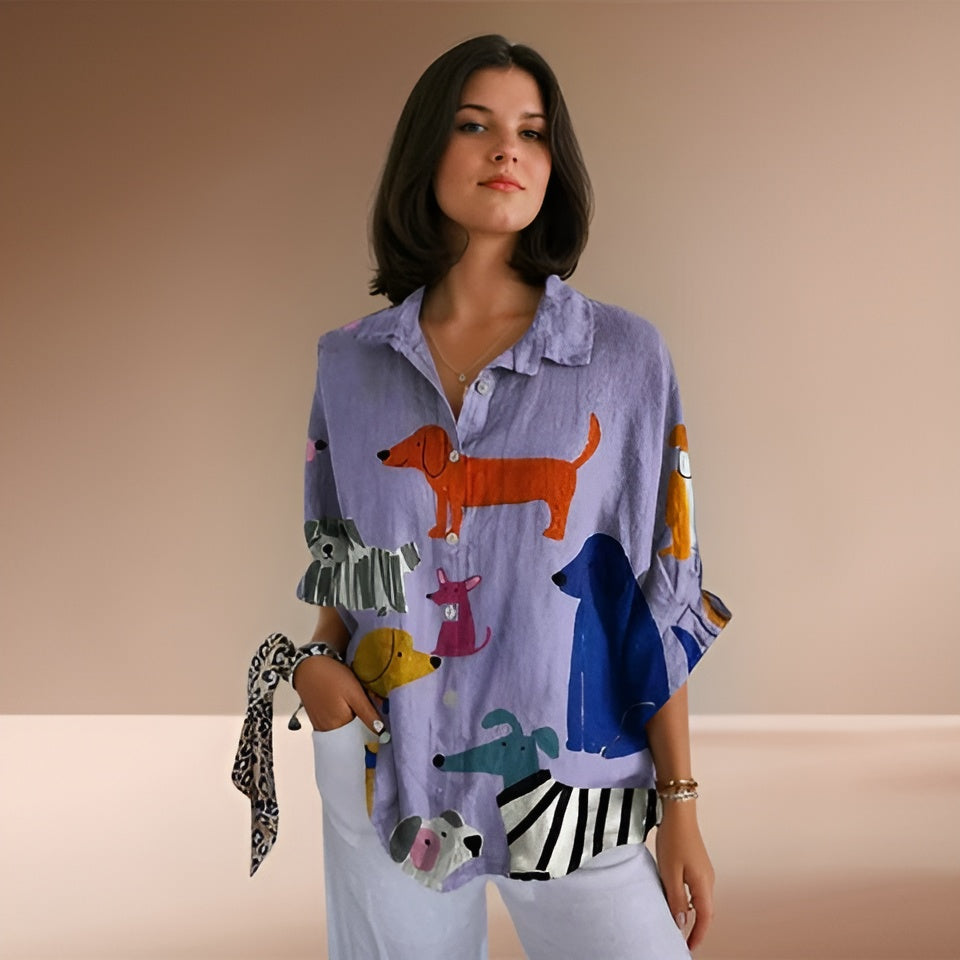 Nina | Damebluse med hundeprint