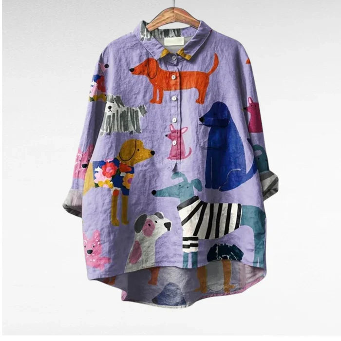 Nina | Damebluse med hundeprint