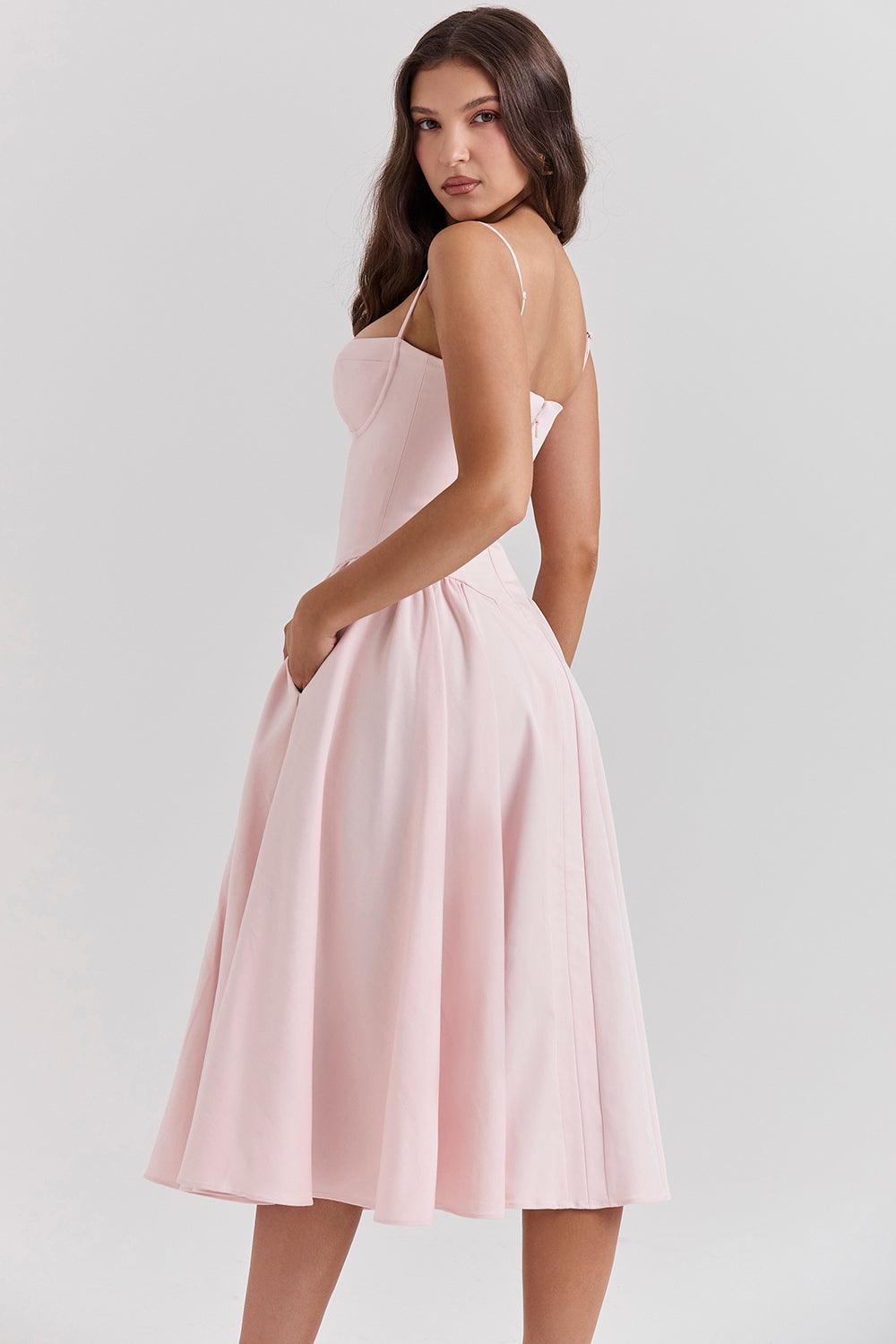 Marloes | Midi-korsetkjole i twill