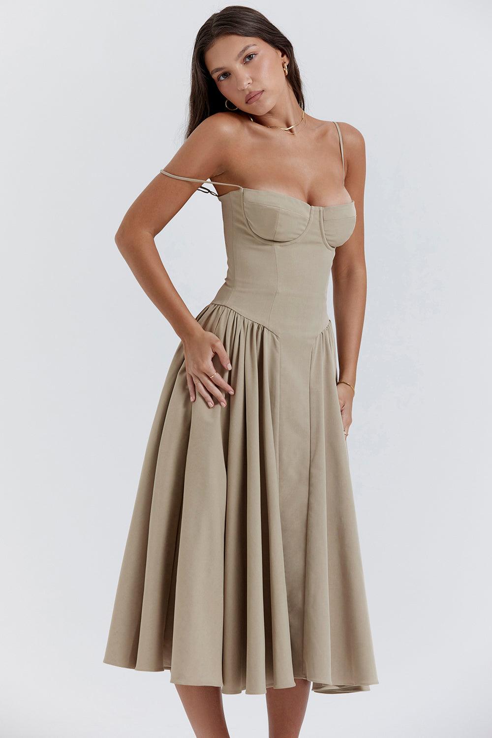 Marloes | Midi-korsetkjole i twill