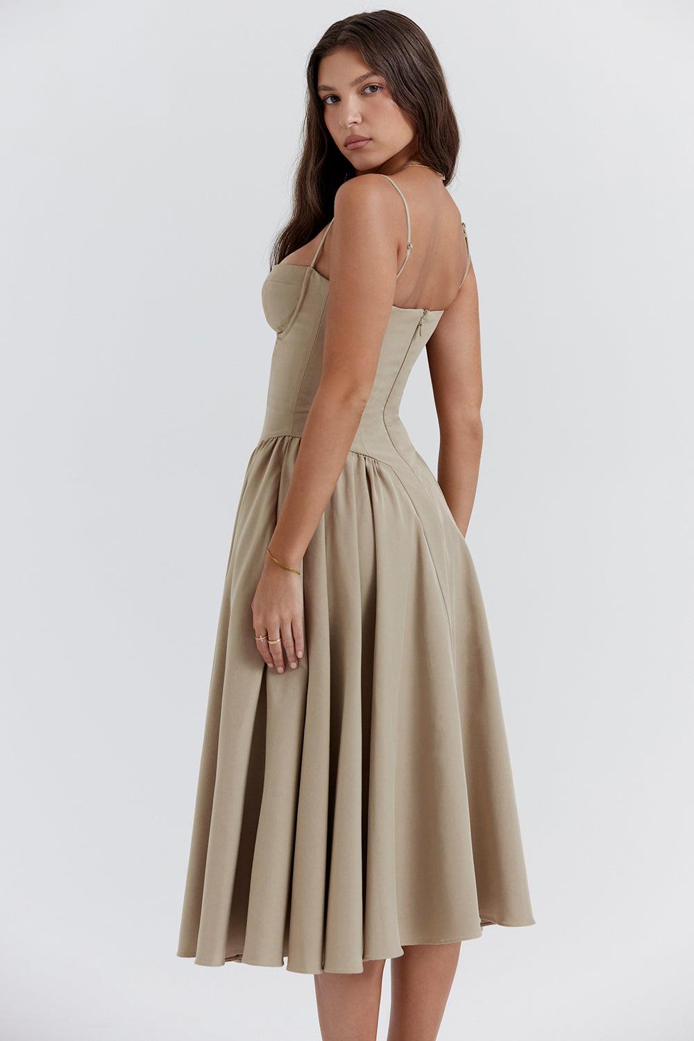 Marloes | Midi-korsetkjole i twill
