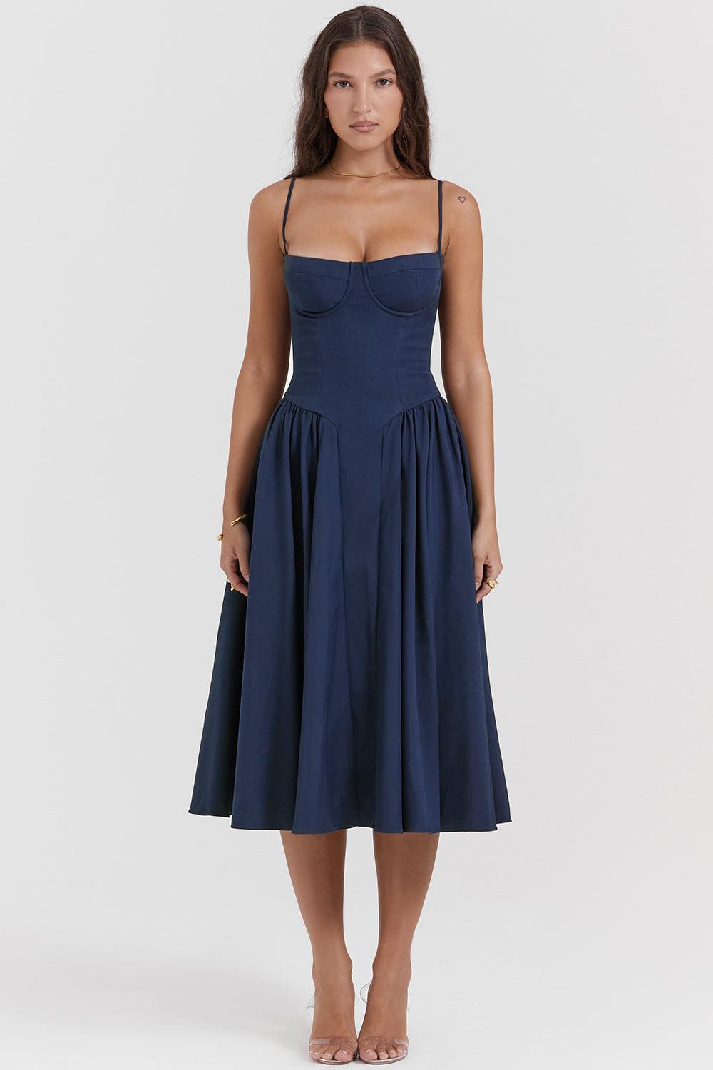 Marloes | Midi-korsetkjole i twill