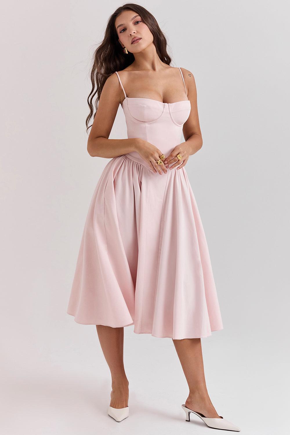 Marloes | Midi-korsetkjole i twill