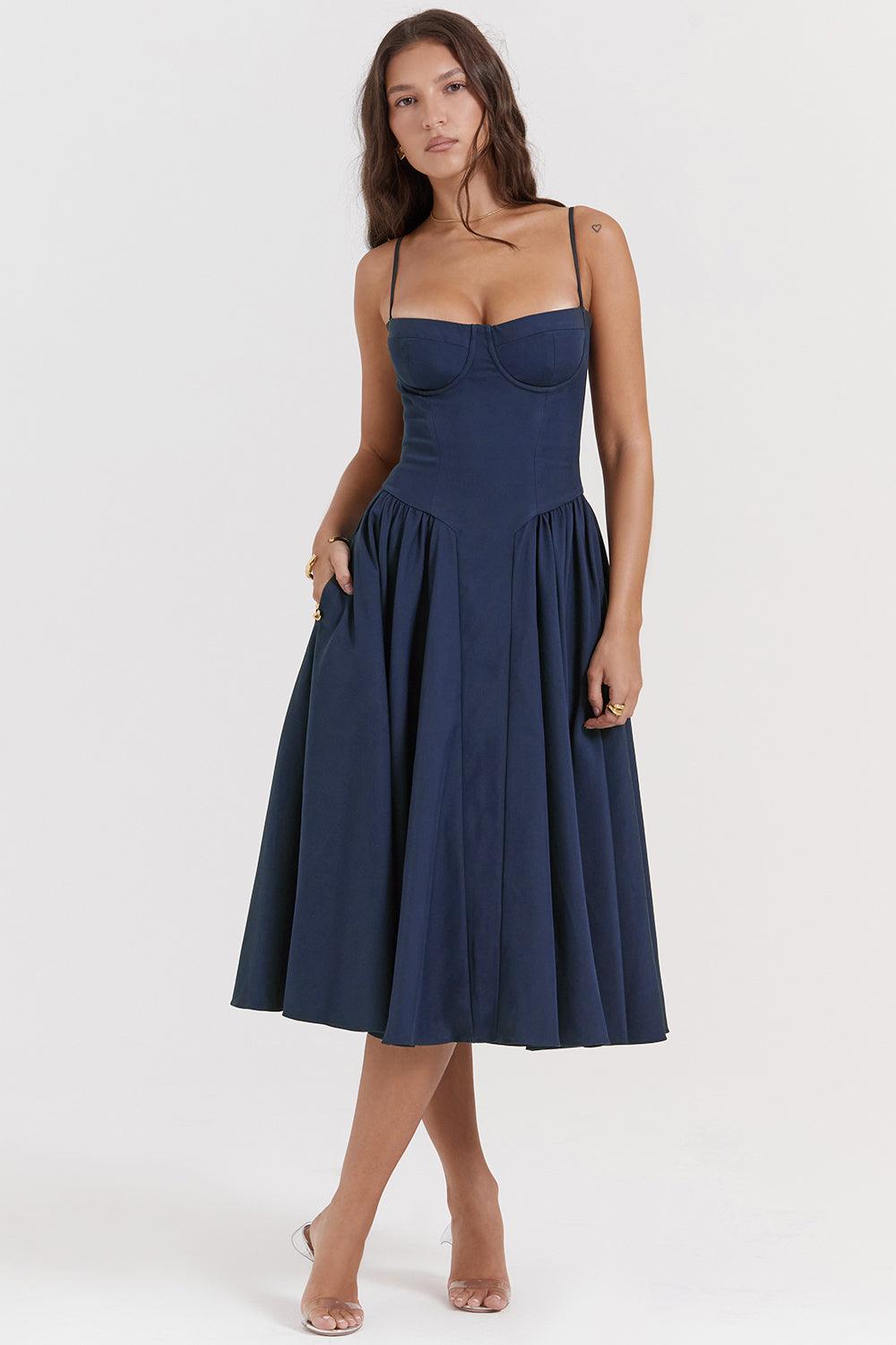 Marloes | Midi-korsetkjole i twill