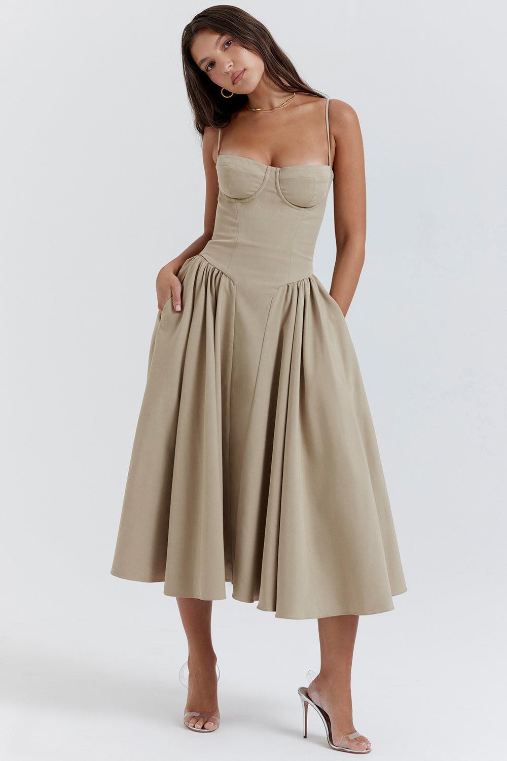 Marloes | Midi-korsetkjole i twill