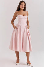 Marloes | Midi-korsetkjole i twill