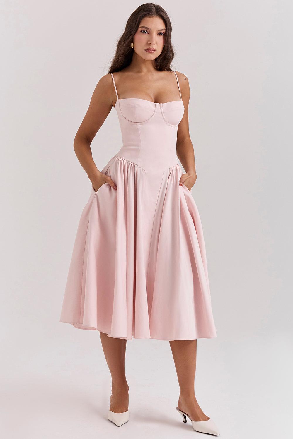 Marloes | Midi-korsetkjole i twill