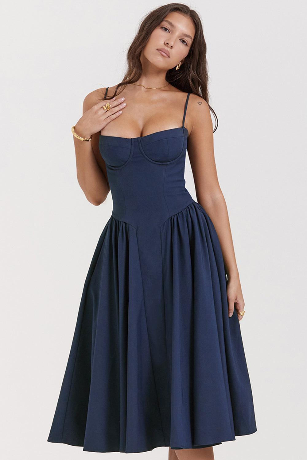 Marloes | Midi-korsetkjole i twill