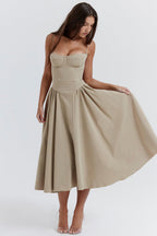 Marloes | Midi-korsetkjole i twill