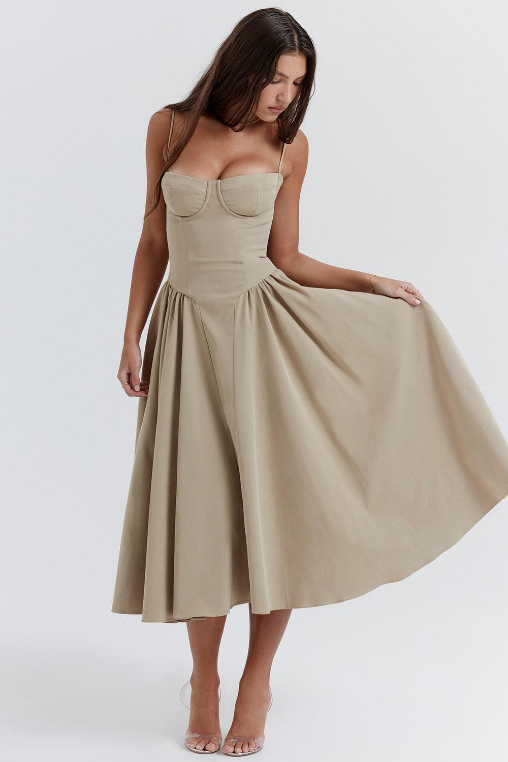 Marloes | Midi-korsetkjole i twill