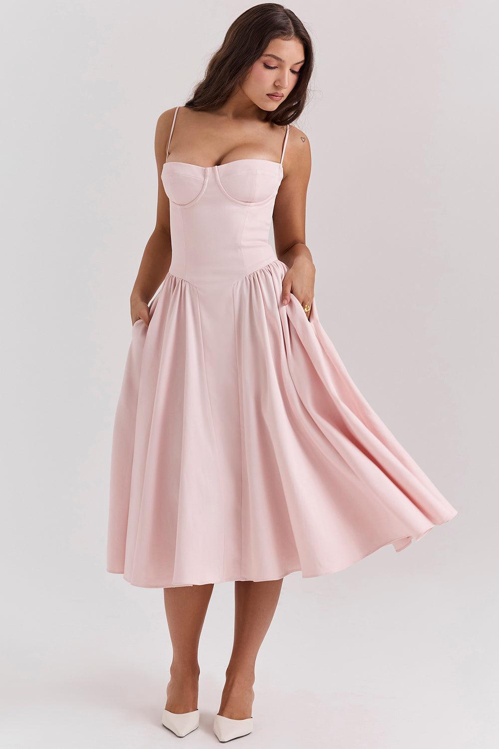 Marloes | Midi-korsetkjole i twill